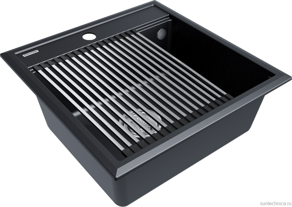 Комплект Мойка Paulmark Stepia + Step PM115051-BLM+R375-BS черный металлик + Измельчитель Bone Crusher BC 1000-AS