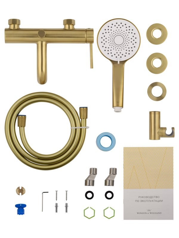 Смеситель для ванны с душем Wonzon & Woghand Stick WW-88639017-BG брашированное золото