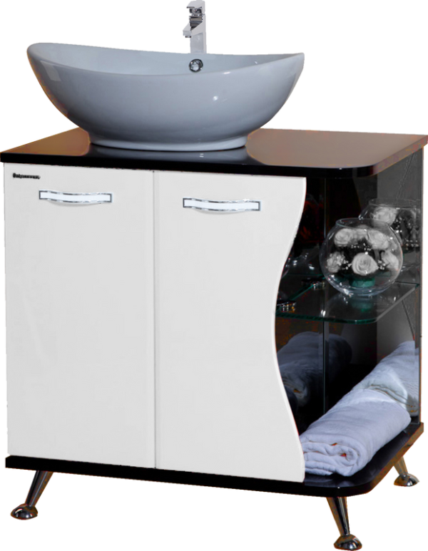 Тумба с раковиной Bellezza Рио 70 L, черно-белая