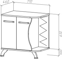 Тумба с раковиной Bellezza Рио 70 L, черно-белая