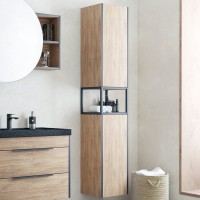 Шкаф-пенал для ванной Corozo Форест VN 35 подвесной, сонома