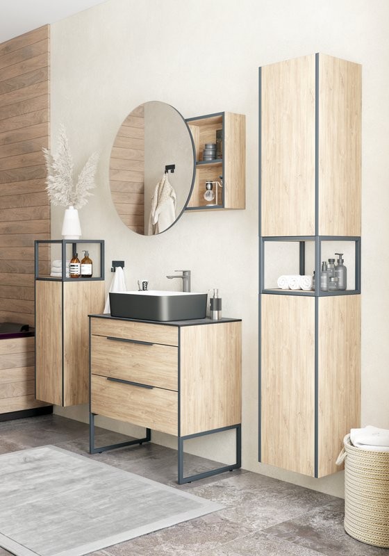 Шкаф-пенал для ванной Corozo Форест VN 35 подвесной, сонома