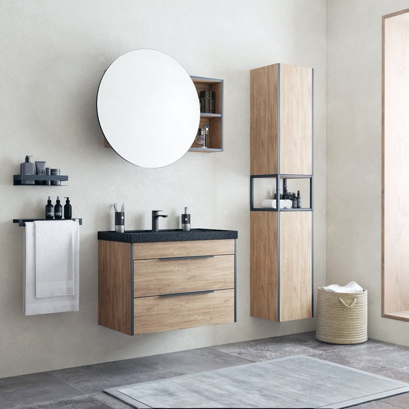 Шкаф-пенал для ванной Corozo Форест VN 35 подвесной, сонома