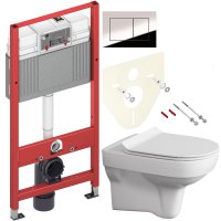 Комплект Унитаз подвесной Cersanit City Clean On DPL EO slim + Инсталляция TECE Now 9400412 4 в 1 с кнопкой смыва