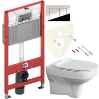 Комплект Унитаз подвесной Cersanit City Clean On DPL EO slim + Инсталляция TECE Now 9400412 4 в 1 с кнопкой смыва