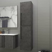 Шкаф пенал для ванной Brevita Rock R, бетон темно-серый