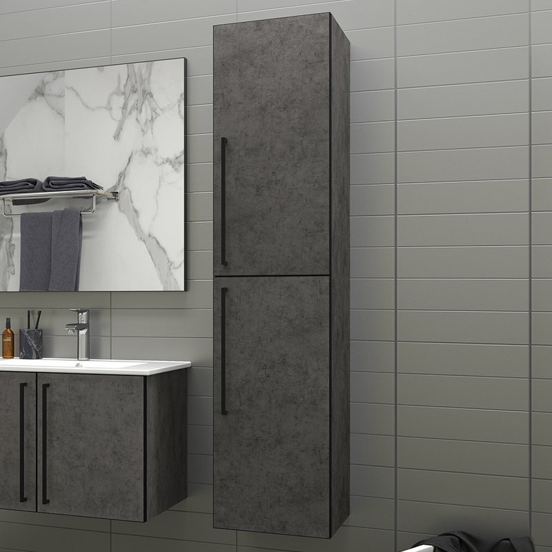 Шкаф пенал для ванной Brevita Rock R, бетон темно-серый