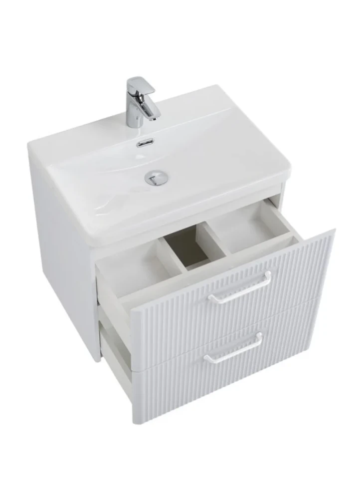 Тумба с раковиной BelBagno Due 50 ручки белые, bianco lucido