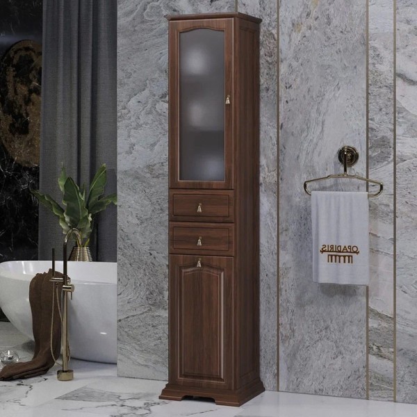 Шкаф пенал для ванной Opadiris Риспекто 40 L, с бельевой корзиной, нагал