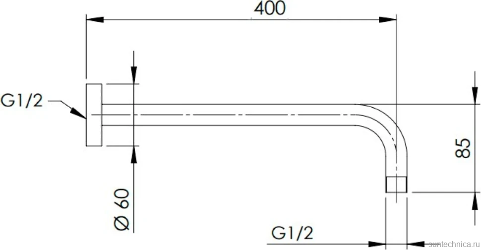 Кронштейн для верхнего душа Remer 343L40 40 см