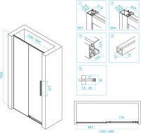 Душевой уголок RGW Stilvoll SV-12B+80 см (138,5-140)x80x195 профиль черный матовый, стекло прозрачное