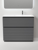 Тумба с раковиной Sancos Folk Floor 100 правая напольная, grey soft, раковина CN7015