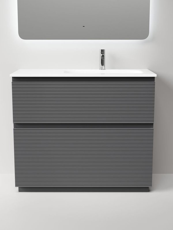 Тумба с раковиной Sancos Folk Floor 100 правая напольная, grey soft, раковина CN7015