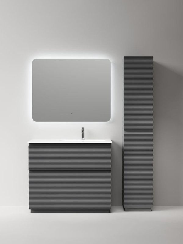 Тумба с раковиной Sancos Folk Floor 100 правая напольная, grey soft, раковина CN7015