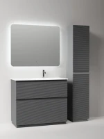 Тумба с раковиной Sancos Folk Floor 100 правая напольная, grey soft, раковина CN7015