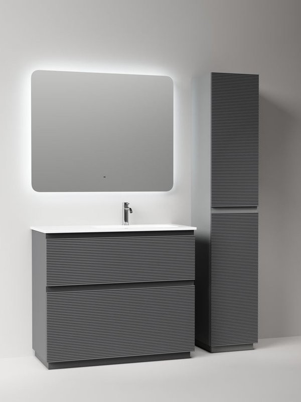 Тумба с раковиной Sancos Folk Floor 100 правая напольная, grey soft, раковина CN7015