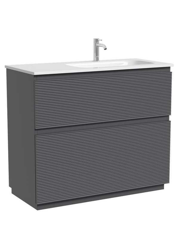 Тумба с раковиной Sancos Folk Floor 100 правая напольная, grey soft, раковина CN7015