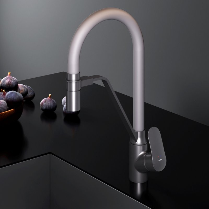 Смеситель для кухни AM.PM Like F8007825 с гибким изливом, серый