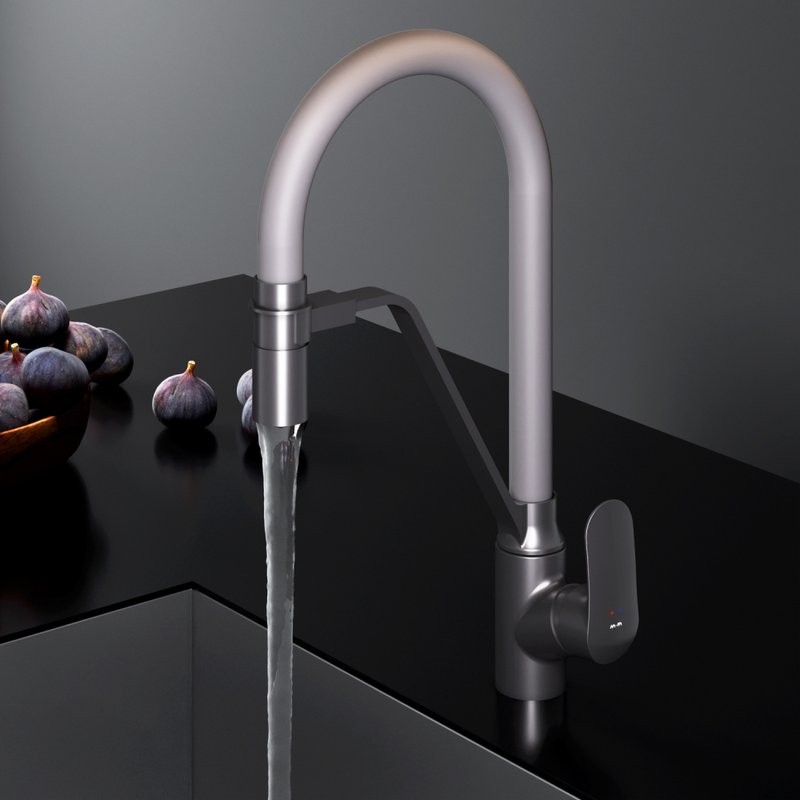 Смеситель для кухни AM.PM Like F8007825 с гибким изливом, серый