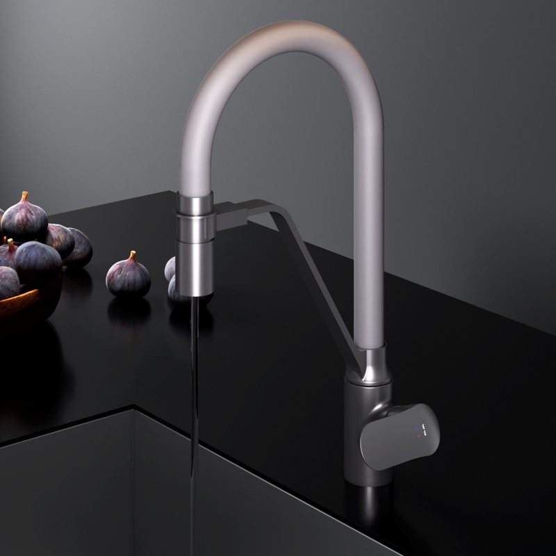 Смеситель для кухни AM.PM Like F8007825 с гибким изливом, серый