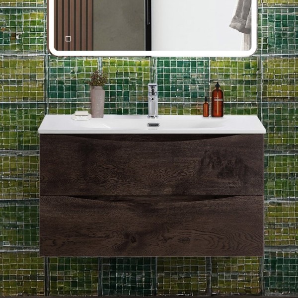 Тумба под раковину BelBagno Marino-cer-n 90 подвесная, rovere nature grigio