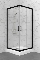Душевой уголок Triton Фикс Блэк Щ0000077398 90х90 см с поддоном, профиль черный матовый