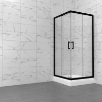 Душевой уголок Triton Фикс Блэк Щ0000077398 90х90 см с поддоном, профиль черный матовый