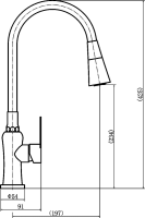 Смеситель для кухни Fashun A54801+N7358 с гибким изливом, сатин, красный