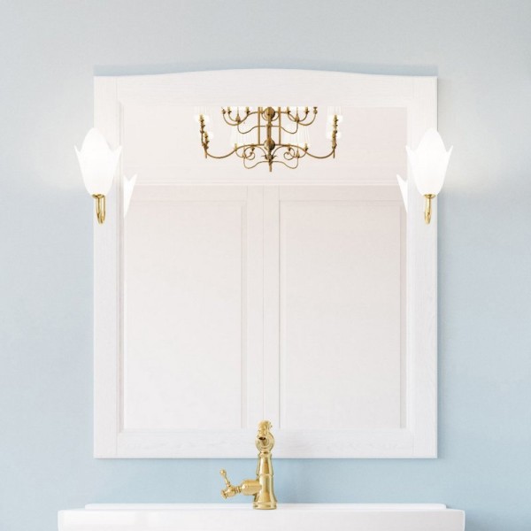 Зеркало ValenHouse Эллина 80 белое, основа светильника золото