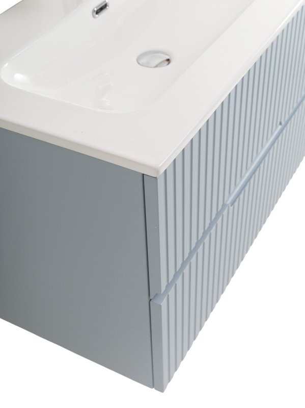 Тумба с раковиной Cezares Duet-n 80 подвесная, 2 ящика, жемчужная голубая