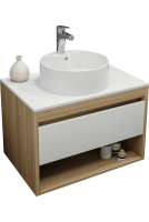 Тумба с раковиной Teymi Ritta 75 дуб эврика, матовая белая, раковина Lina S D40