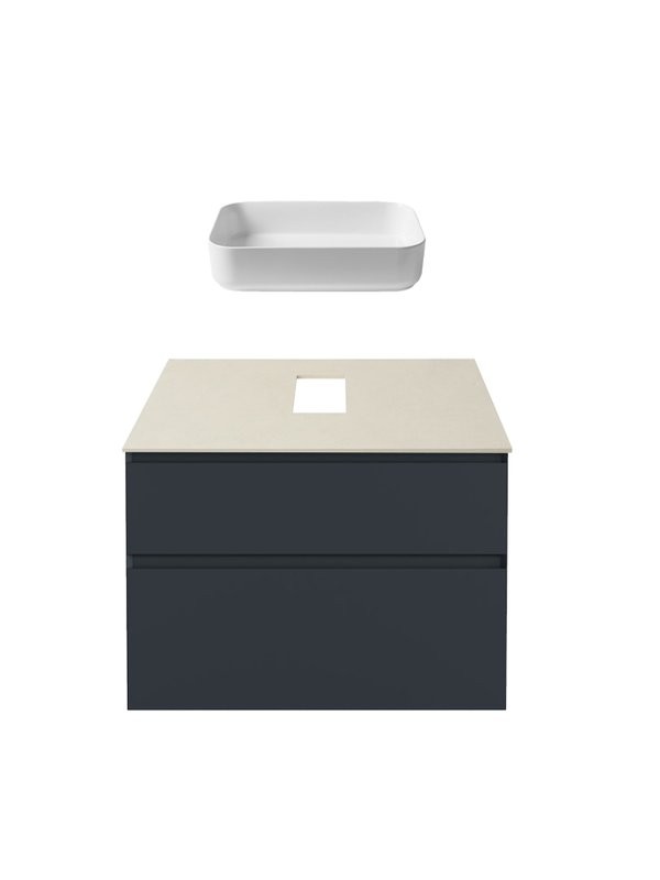 Тумба под раковину со столешницей Allen Brau Infinity 85 2 ящика, матовый антрацит, столешница бежевая