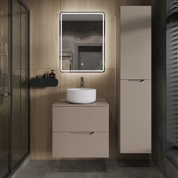 Мебель для ванной комнаты Orange Line 60 подвесная, 2 ящика, матовый латте с раковиной B07-345W