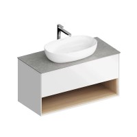 Тумба под раковину KERAMA MARAZZI Plaza Modern 100 подвесная, с ящиком и полкой, белая