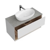 Тумба под раковину KERAMA MARAZZI Plaza Modern 100 подвесная, с ящиком и полкой, белая