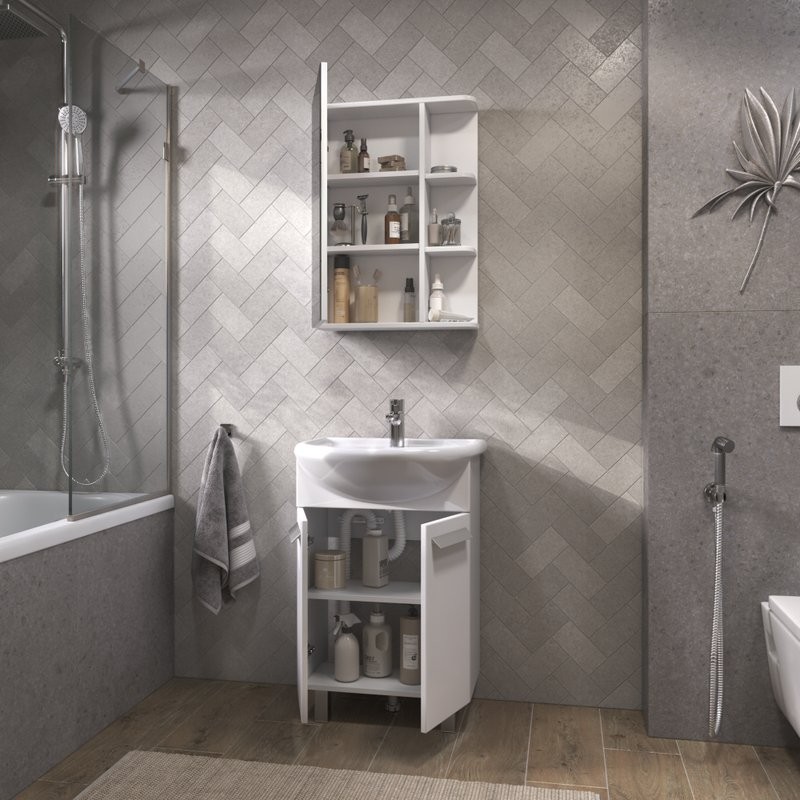 Тумба под раковину без столешницы Vigo Hoska 55 2 дверцы, белая