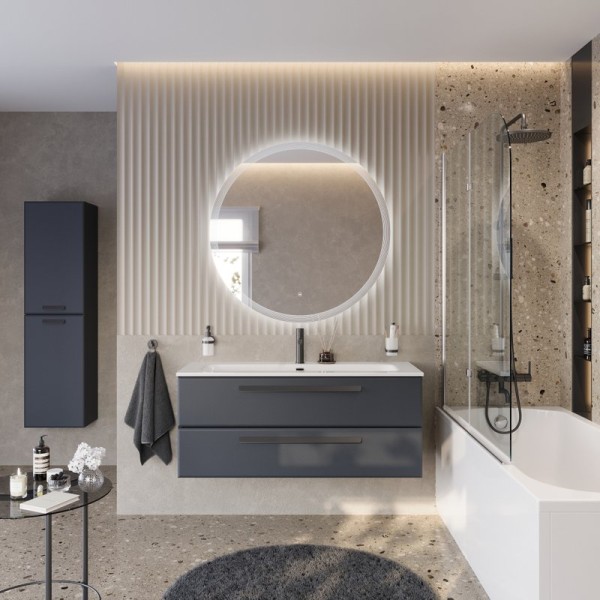 Мебель для ванной комнаты Cezares Eco Cer-N 120 grafito, раковина Eco 120, ручки матовые черные