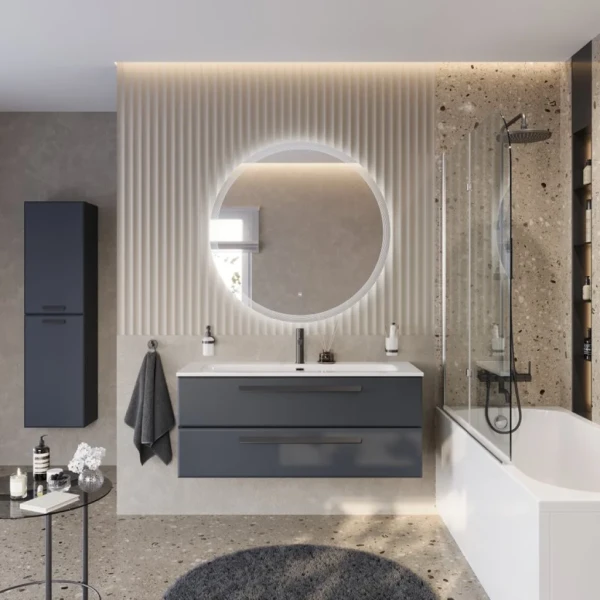 Мебель для ванной комнаты Cezares Eco Cer-N 120 grafito, раковина Eco 120, ручки матовые черные