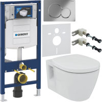 Комплект Унитаз подвесной Ideal Standard Connect + Крышка E712701 с микролифтом, петли хром + Инсталляция Geberit Duofix UP 320 111.300.00.5 + Кнопка Sigma 01 115.770.21.5 хром + Крепления 111.815.00.1 к стене + Звукоизоляция