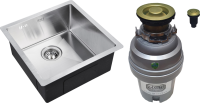 Комплект Мойка Zorg Inox R 4444 + Измельчитель ZR-75 D BRONZE