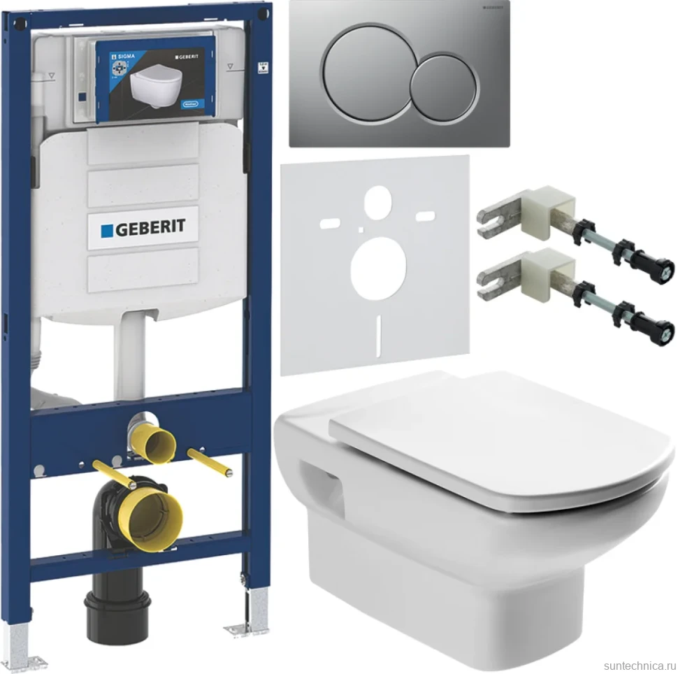 Комплект Унитаз подвесной Roca Dama senso + Крышка Dama Senso ZRU9000040 + Инсталляция Geberit Duofix UP 320 111.300.00.5 + Кнопка Sigma 01 115.770.JQ.5 лакированная, матовый хром + Крепления 111.815.00.1 к стене + Звукоизоляция