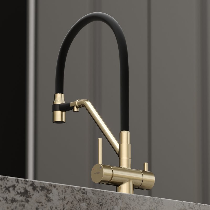 Смеситель для кухни Sancos Dora SC4003BG с гибким изливом, брашированное золото