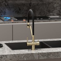 Смеситель для кухни Sancos Dora SC4003BG с гибким изливом, брашированное золото