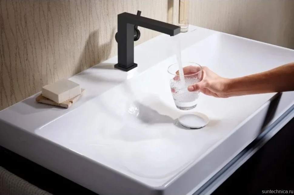 Смеситель для раковины Hansgrohe Tecturis E 110 Fine 73020670 матовый черный