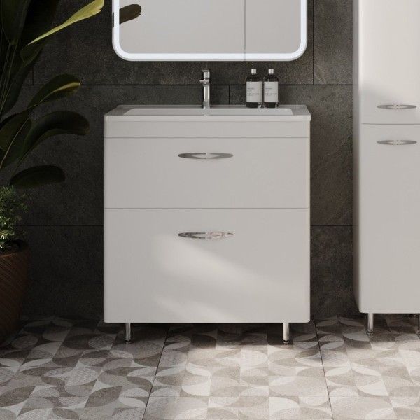 Тумба с раковиной Style Line Каре 80 напольная, Люкс Plus, белая