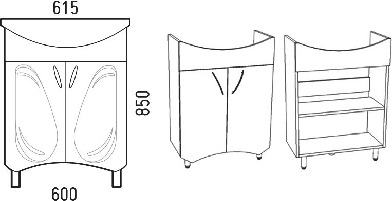 Тумба с раковиной Corozo Кентис 60 напольная