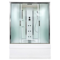 Душевой бокс DTO D EM4517GM с гидромассажем, профиль хром, стекло матовое с узором