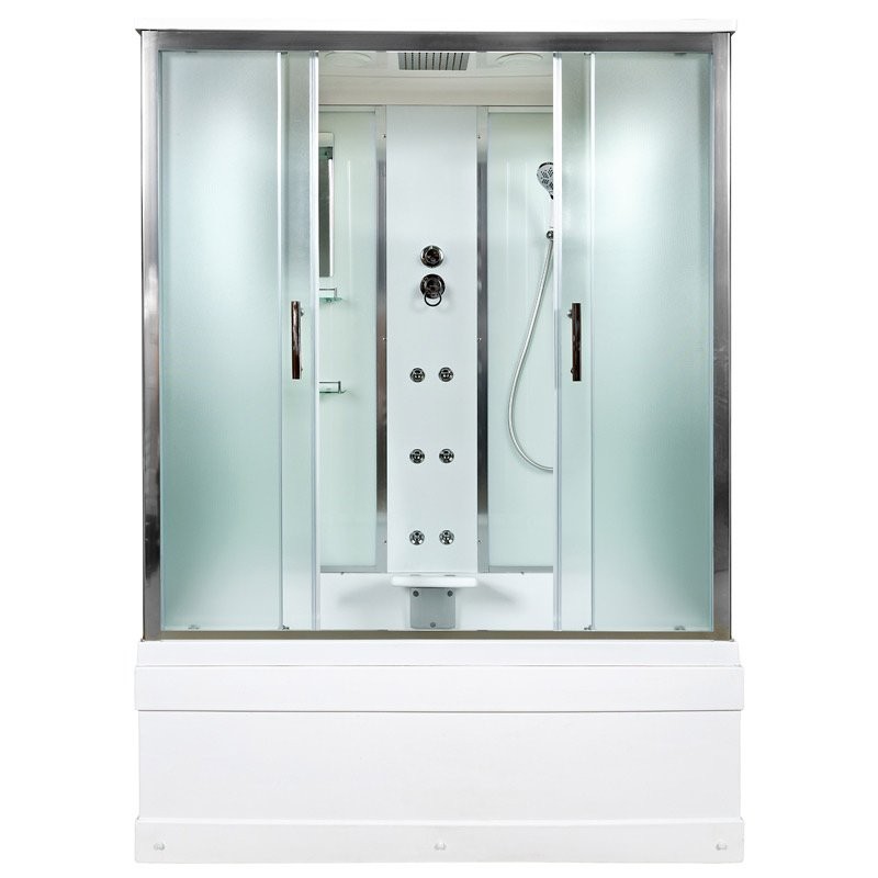 Душевой бокс DTO D EM4517GM с гидромассажем, профиль хром, стекло матовое с узором