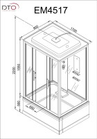 Душевой бокс DTO D EM4517GM с гидромассажем, профиль хром, стекло матовое с узором