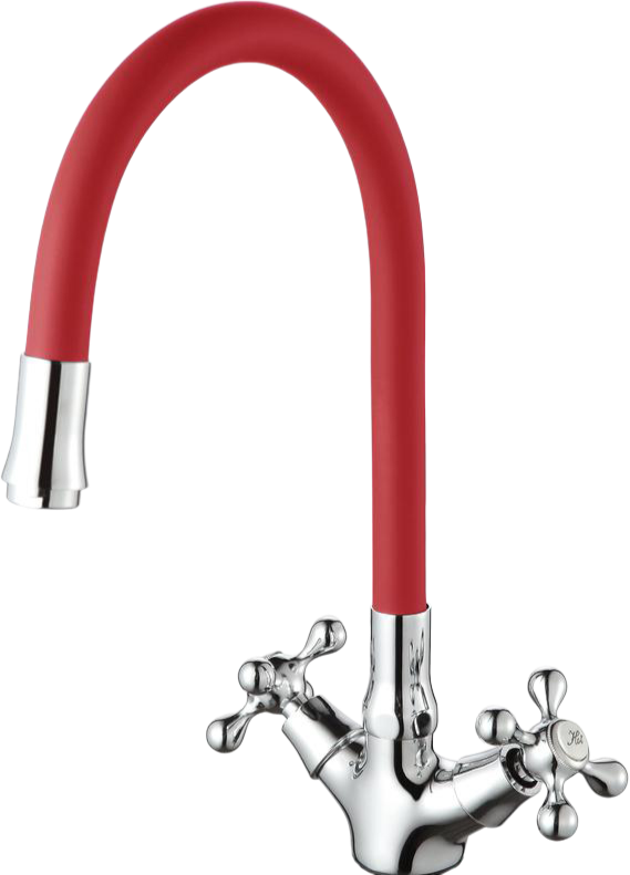 Смеситель для кухни D-lin D153810-4 с гибким изливом, красный